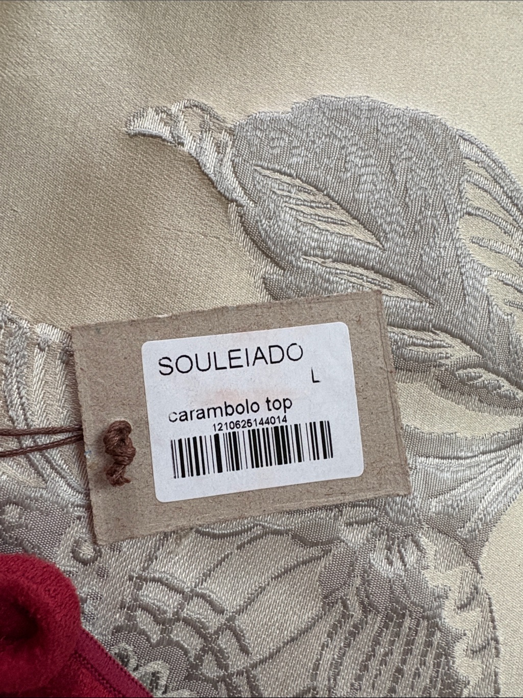 Nwt Thaikila Carambolo Red Floral Appliqu Bandeau Bikini Top — image 7 of 8